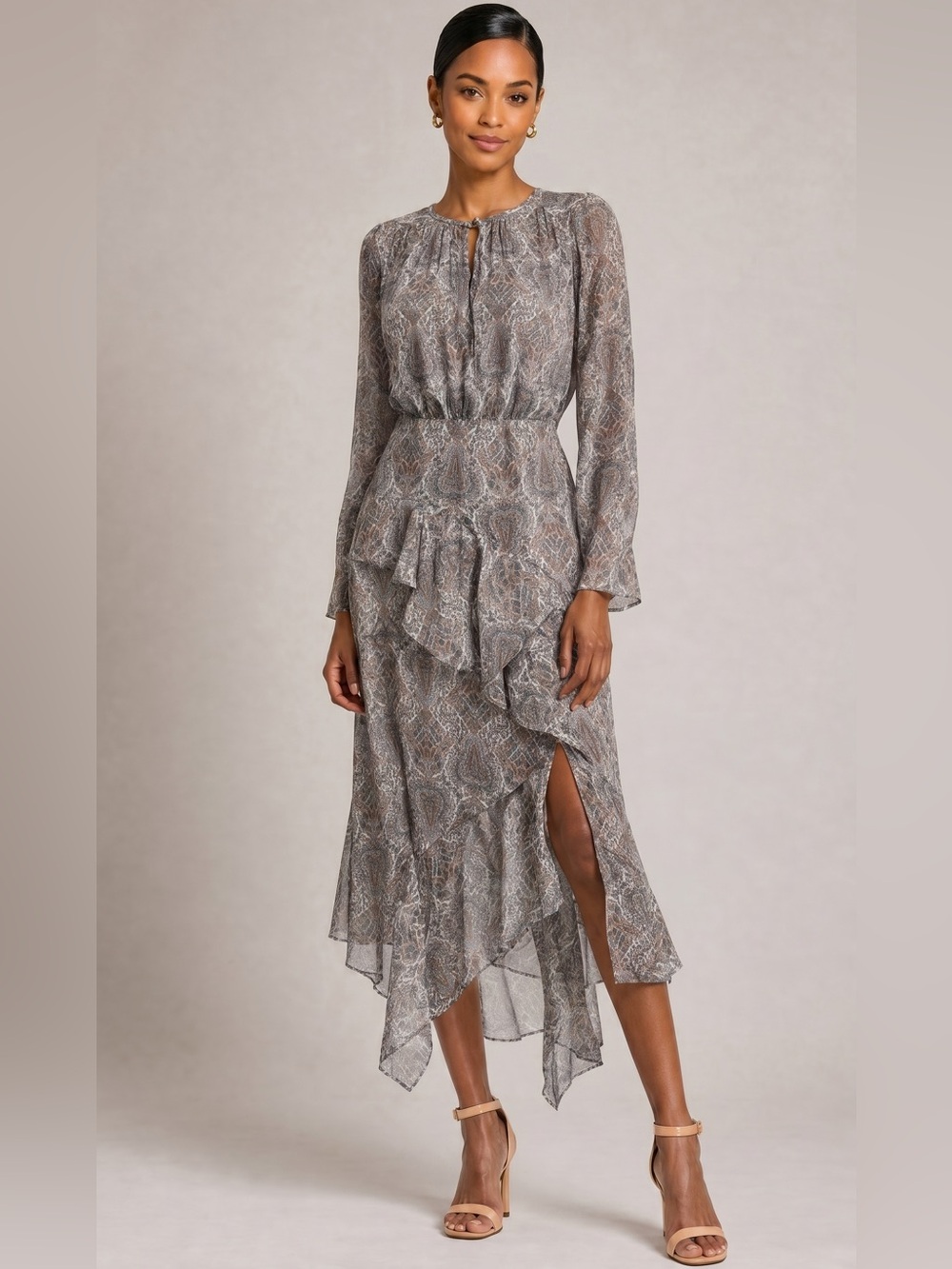 VERONICA BEARD Sazan Long Sleeve Handkerchief Hem Paisley Dress Size 0
